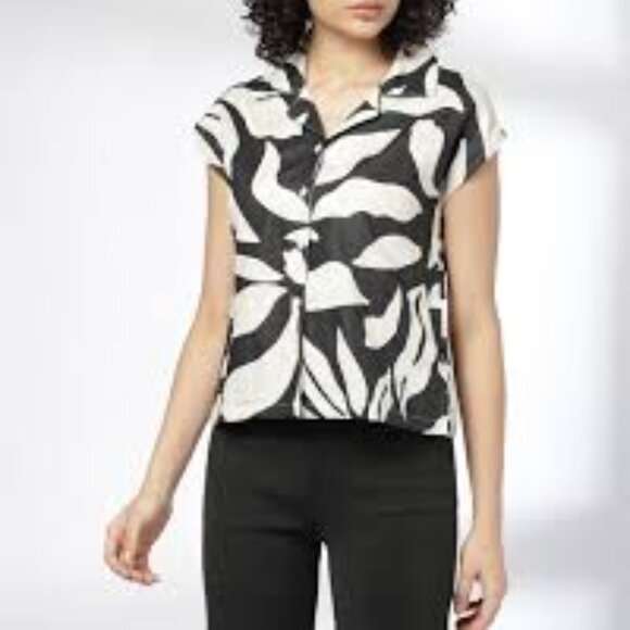 Philosophy Leaf Print Button-Down Dolman Blouse - Picture 1 of 13